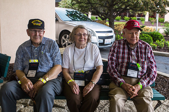 05-16-15 Pre-trip - Howard Powell, Lois Powell, Donald Dencker, WWII Veterans